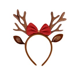 Dzrige Christmas Headband Merry Christmas Reindeer Antler Bowknot Headband Funny Xmas Headwear for Christmas Eve Party New Year Birthday Carnival Party Props Decoration