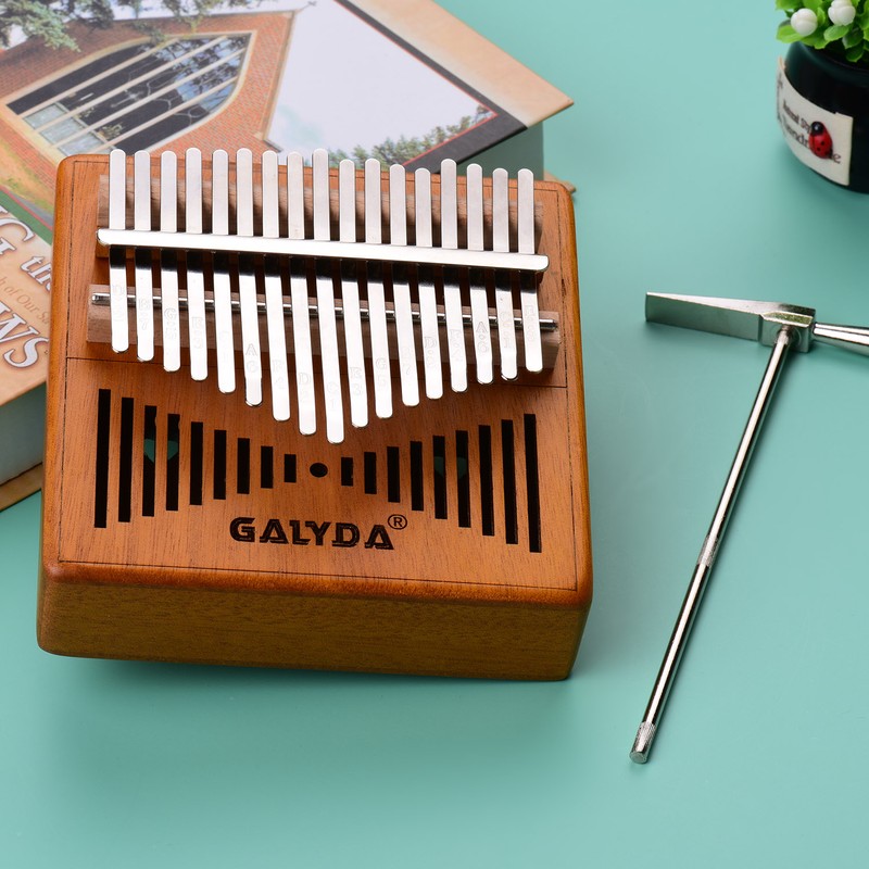 17-Key Thumb Piano Wooden Mbira Musical Instrument with Carrying Bag