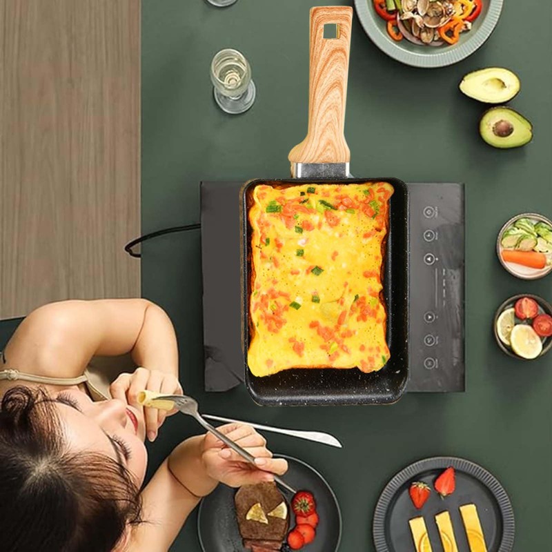 Yuragim Tamagoyaki Non-Stick Omlette Pan, Rectangular Japanese Pan with Removable