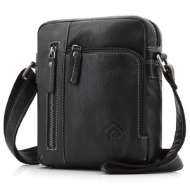 ekavale Men's Leather Shoulder Bag - Shoulder Bag for Men, black