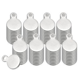 PATIKIL 120 Pcs 1/4 Inch Round Metal Stamping Blanks, Stainless Steel Silver Tone Blank Tags with Hole for Metal Stamping Tag, Jewelry Making, Engraving