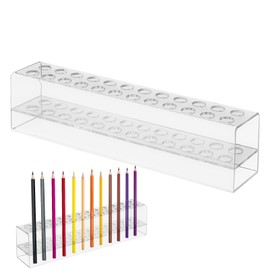 Acrylic Pen Display Stand, 24 Slots Pen Holder for Storage, Clear Paint Brush Holder, Acrylic Pen Organizer for Home Office Desk Store Supplies (24 Slots)