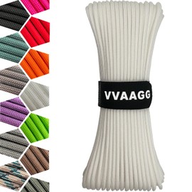 VVAAGG 1000lb Paracord Rope, 50ft 12 Strand Parachute Cord for Crafting, DIY Projects, Survival Bracelets, Climbing Camping, Tent, Clothsline, Outdoor Hiking, Fishing (White, 50FT)