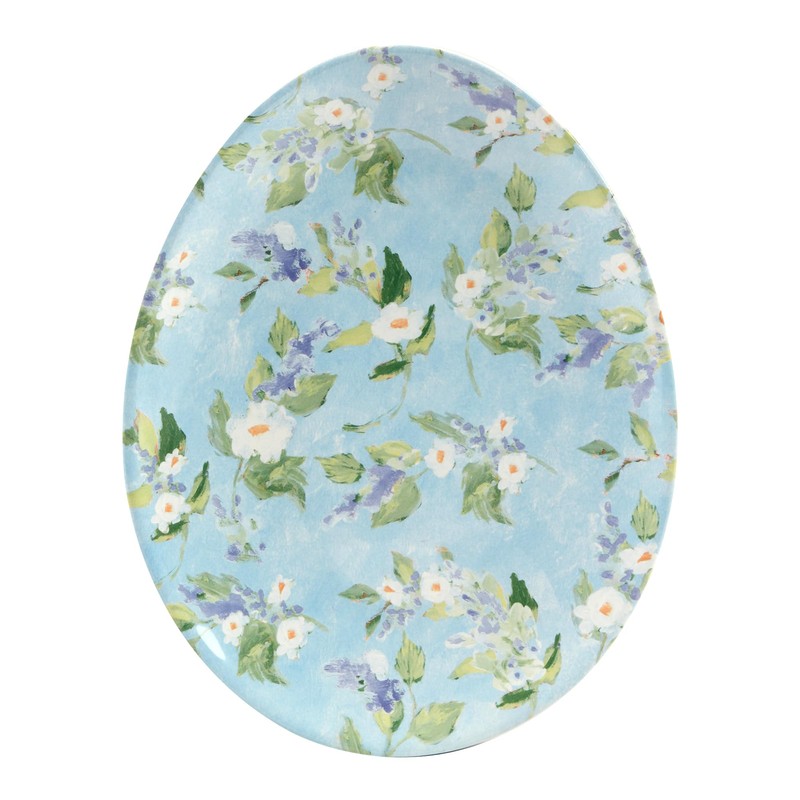Certified International Easter Morning 10" Oval Egg Plates, Set of