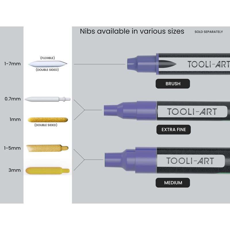TOOLI-ART 30 Replacement Nibs Double Sided 1mm Round. Compatible Extra