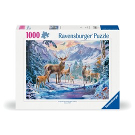 Ravensburger 12000888 - Deer and stags in winter - 1000 pieces jigsaw puzzle – Puzzle for adults and kids age 14 years up, winter jigsaw