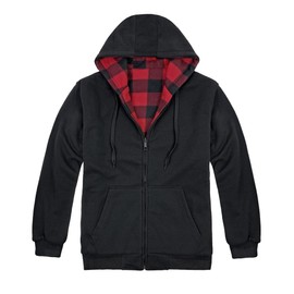 Victory Outfitters Men's Reversible Buffalo Plaid Fleece Jacket - Black/Red - M