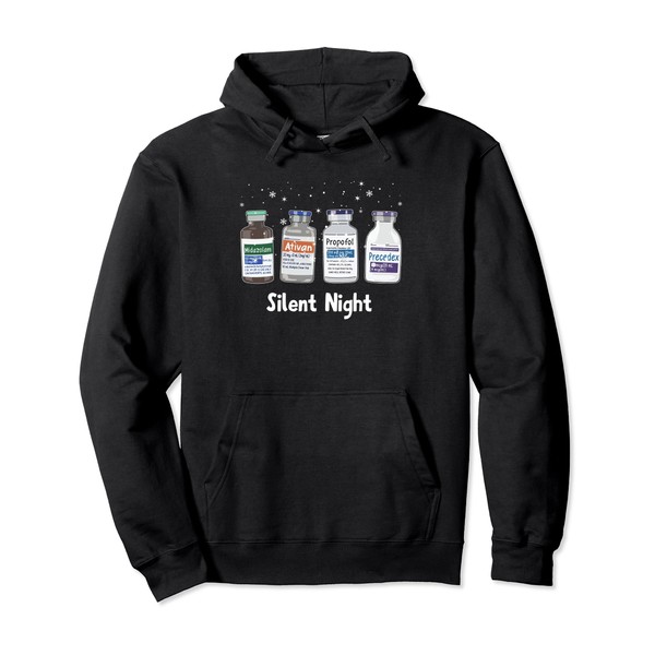Silient Night Propofol Christmas Nurse Shirt Christmas Nurse Pullover Hoodie,