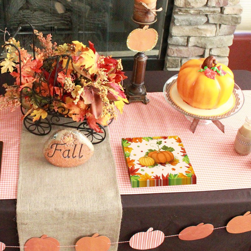 JazSwirl Fall Napkins, Paper Autumn Thanksgiving Pumpkin Napkins Disposable, Fall