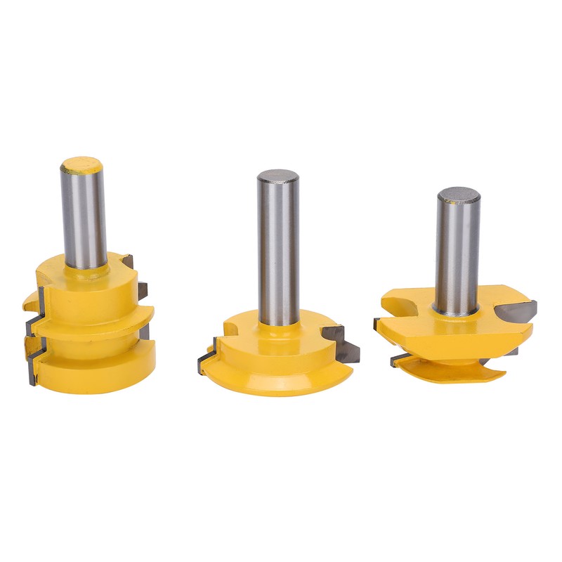 3Pcs Rail and Stile Router Bit Hardened Steel 1/2in Straight