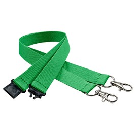 linie zwo ®, Pack of 10 lanyards 20 mm, 2x easy going hooks, safety clasp, green, Green