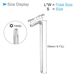 CoCud Tamper Proof Torx Key T45 Torx Nickel Plated L Shape Star Key - (Applications: for Basic Home Repairs and Mechanical Maintenance) - 1 Piece