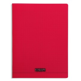 Clairefontaine - Ref 18293C - Calligraphe PP Stapled Writing Notebook (140 Pages) - A4+ Size, 90gsm Superfine Vellum Paper, Polypro Cover, Séyès Ruling - Red Cover