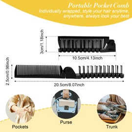 HOFASON 12 Pcs Travel Folding Comb in Bulk, Individually Wrapped Foldable Hair Brush Travel Pocket Mini Hair Comb & Makeup Comb for Women Men Girls Homeless Hotel Shelter Nursing Home Charity Church