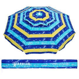 AMMSUN 6.5 Ft Outdoor Patio Beach Umbrella Sun Shelter with Tilt and Carry Bag UPF 50+for Garden Beach Outdoor Multicolor Yellow Blue