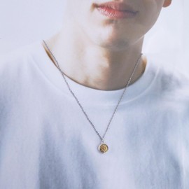 Sundarwald Dainty Rotatable Golden Wheel Pendant Necklace for Men Women, 12mm Good Luck Amulet Ethnic Jewelry Gift for him/her, Small, Stainless Steel, No Gemstone