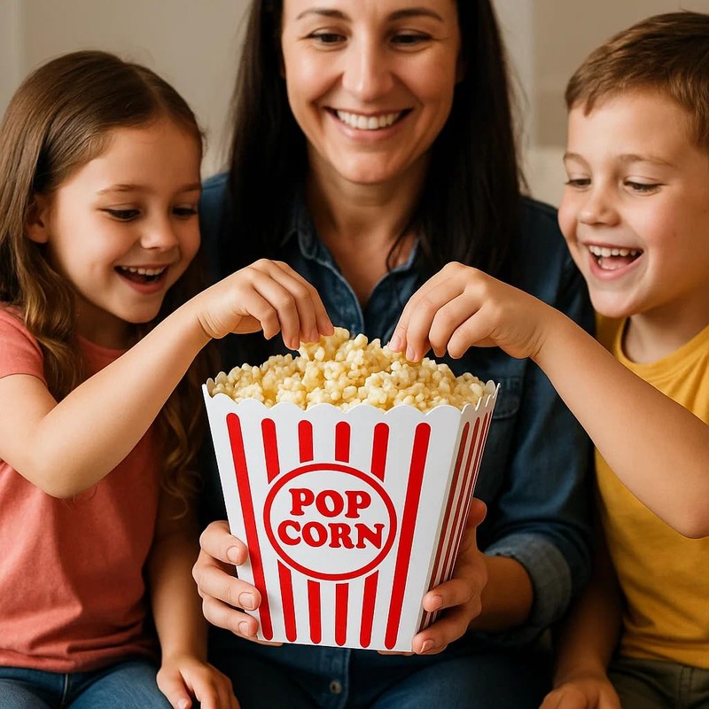 Bistras Plastic Reusable Popcorn Bowl, Large Classsic Popcorn Bucket for