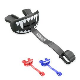 SafeJawz Sports Lip Guard, Football Mouth Guard with Connected Strap, Adults and Junior Breathable Lip Protector for Football, Lacrosse