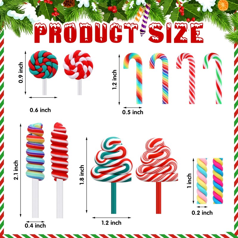Giegxin 60 Pcs Mini Christmas Fake Candy Canes for Crafts