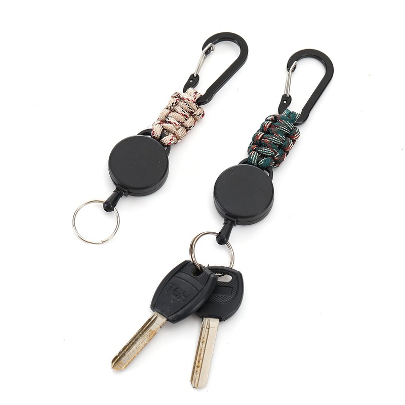 [BLOOPIC] リールキーホルダー カラビナ付き 2個セット 伸縮式キーリール リールストラップ 多機能 超耐久 最長60cm 紛失防止