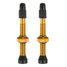 sourcing map 2pcs Tubeless Valve Stems 48mm Aluminum Alloy Tubeless Valve Super Light No Leak Durable Valve Stem Caps Multiple Color & Size Fit Most Bicycle Tubeless Rims Pair, Yellow