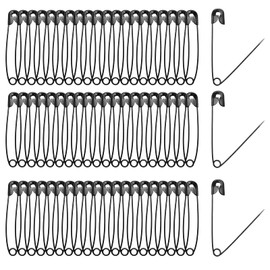 Qjaiune 50 PCS 54mm / 2.1 Inch Safety Pins Heavy Duty Quilting Pins, Large Safety Pins Size 4, Black Metal Sewing Pins, Big Safety Pins for DIY Crafts Jewelry Making Baby Clothing (Matte Black)