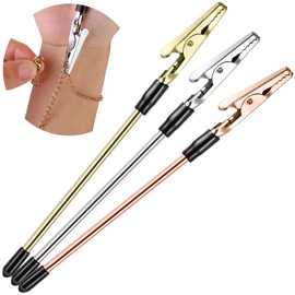 Bracelet Tool Jewelry Helper Hand Bracelet Helpers Fastening and Hooking Equipment for Jewelry Bracelet Necklace Watch Clasps Zippers, 6.1 Inch, Gold Silver and Rose Gold (3)