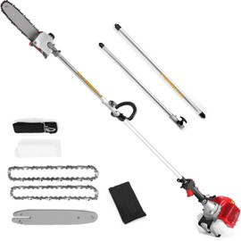 Homdox Gas Powered 58CC Pole Saw, Pole Saw Gas with 11.5-Inch Bar with 16-Foot Extendable Reach, 2-Cycle Engine Gas Pole Saw for Tree Trimming & Branch Cutting