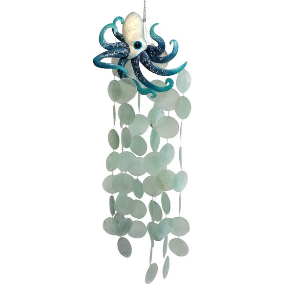Bamboo Source Tropical Decor 2389-2-2100 Capiz Shell and Metal Octopus