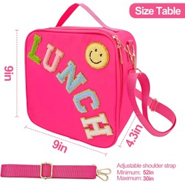 Insulated Lunch Bag Preppy Lunch Box with Adjustable Shoulder Strap, Waterproof Nylon Lunch Bags for Girls,Women Ideal for School Work Picnic