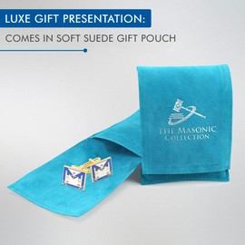 The Masonic Collection Craft Provincial Apron (Square Shaped) Masonic Cufflinks Gold, Blue, White Colour Gold Plated A Perfect Masonic Gift For Freemason Men With Velvet Gift Pouch