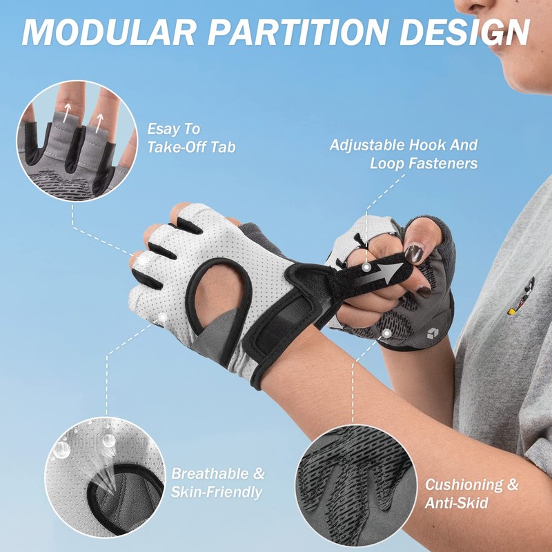 LIFECT Freedom Workout Gloves, Knuckle Weight Lifting Shorty Fingerless Gloves