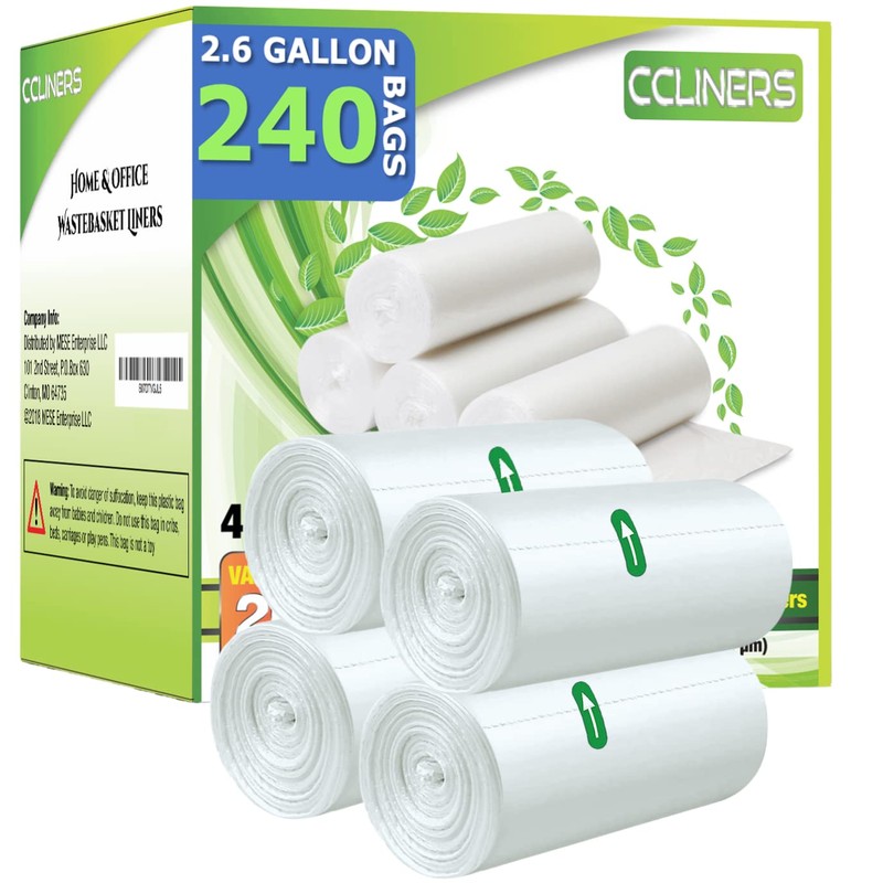 2.6 Gallon Clear Bathroom Trash Bags (240 Bags) 2 Gallon