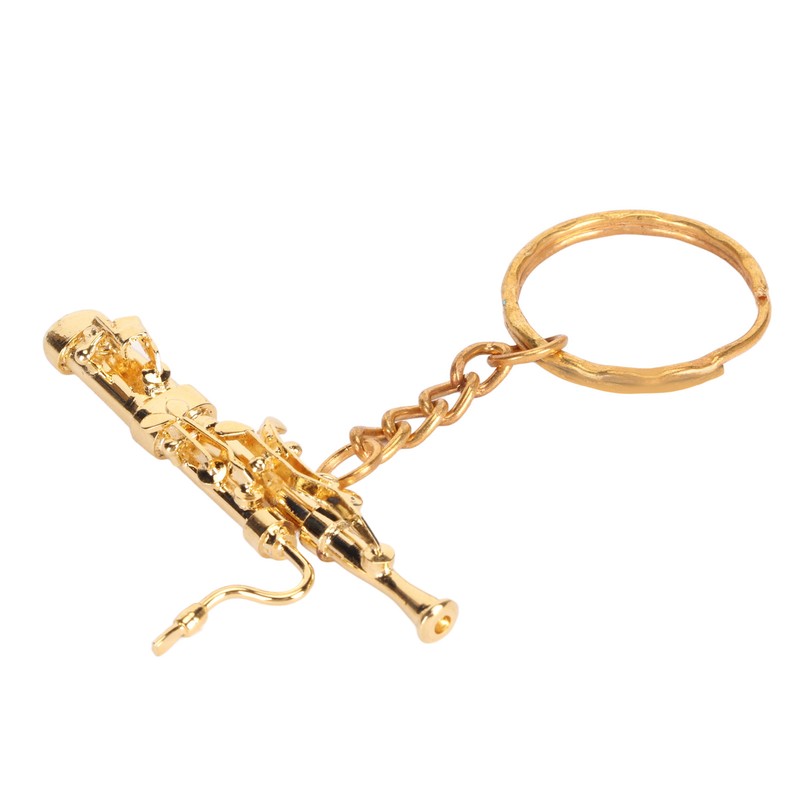 Mini Bassoon Shape Key Chain Adorable Brass Key Ring Pendant