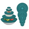Teal Mandala Bowl Covers Reusable 5 Pieces Cloth Bowl Covers