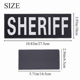Reflective Sheriff Patches Back Panel Removable Police Patch with Hook and Loop for Vest Jacket Back Vest Jacket and Bags Backpacks (1 Small+1 Large)