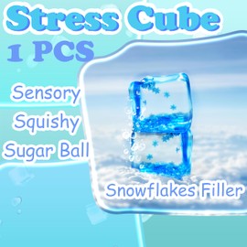 ZTATU Ice Cube Squishy Toys Stress Balls for Kids and Adults (1PCS) Autism Sensory Toys Squishy Stress Ball, Squeeze Sugar Ball Party Favors Stress Toys, Stress Relief Toy Easter Basket Stuffers.