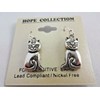 Hope Collection Cat Lover's Earrings Dangle Silver Base Metal Nickel