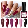 Four Lily Burgundy Red Gel Nail Polish Dark Red Pink