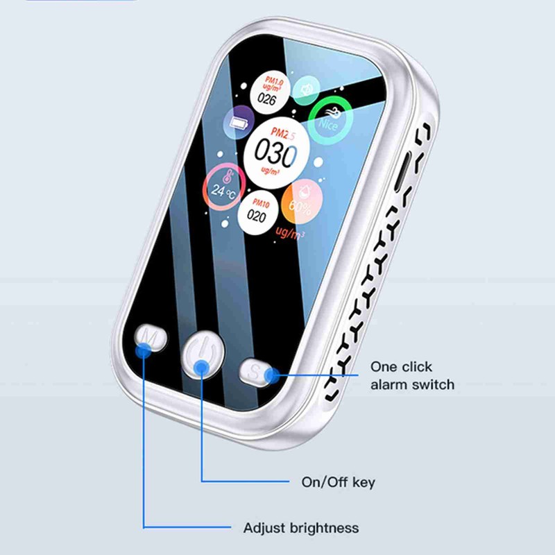 Air Quality Detector High Accuracy 1.9in Color Screen Portable Indoor