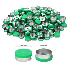 PATIKIL 20mm Flip Off Caps, 200 Pcs Flip Off Caps Flip Off Seals Flip Off Vial Seals Plastic Aluminum Caps Cover for Glass Vial, Green