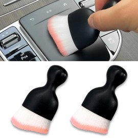 beypovk 2PCS Car Interior Detailing Brush, Auto Soft Bristles Dust Brush Curved Brushes, Automotive Interior Cleaning Tool for Cleaning Panels, Air Vent, Leather, Scratch Free (White/Pink)