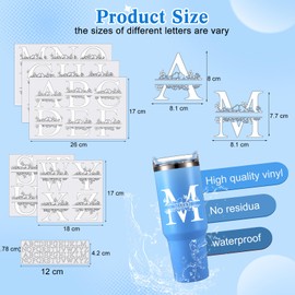 Janlaugh Janlaugh 10 Sheets UV DTF Cup Wraps Transfer Name Stickers for 30 40 oz Tumbler Alphabet Letter Decals Split Letter Monogram Stickers Tumbler Laptop Water Bottle DIY Crafts(White)