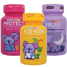 Migomita Relax  Protect  Flukids  Pack 3 frascos con gomitas da y noche  Sin gluten ni melatonina  Con vitaminas y minerales naturales                