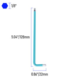 FOCMKEAS 2PCS 1/8" Ball End Hex Key Allen Wrench, SAE Internal Hexagonal Wrench, L Shaped Long Arm S2 Steel Repairing Tool，Pale Blue