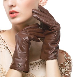 Nappaglo Women's Classic Leather Gloves Touchscreen Italian Lambskin Winter Warm Pure Cashmere Lining Gloves -