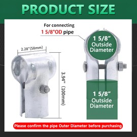 KINNAN 1-5/8 X 1-5/8 End Rail T Clamp,Chain Link Fence End Rail Clamp,Chain Link Fence Parts,Galvanized Steel T Clamp for 1-5/8" OD Pipe, Bolts & Nuts include 4 Pcs