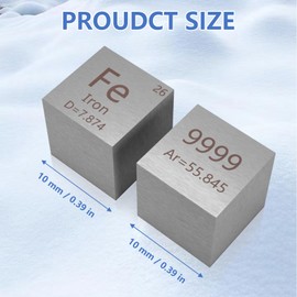Iron Cube 10mm 99.99% Metal Cubes for Element Collections Lab Experiment Material Hobbies Simple Substance Block Display DIY (Fe 0.39inch)