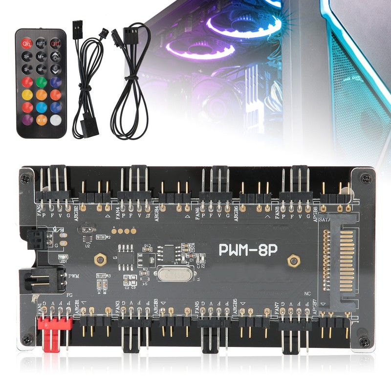 Case Fan Hub PWmARGB 2 in 1 Wireless Remote Controller