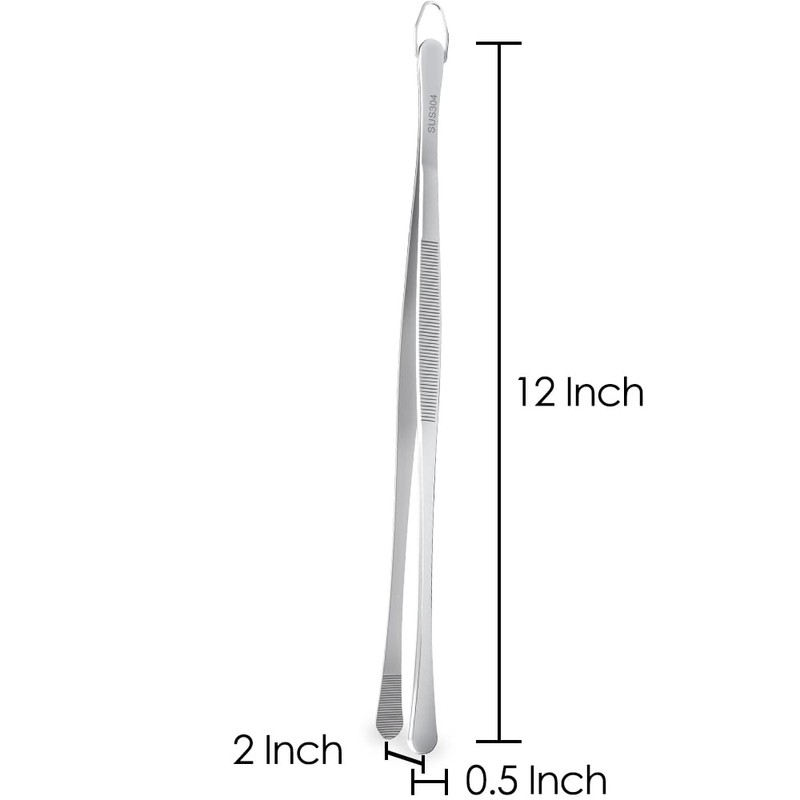Gutsdoor キッチンピンセット トング 304ステンレススチール フードトング シェフピンセット 料理 BBQ パスタ用 (12インチ幅)
